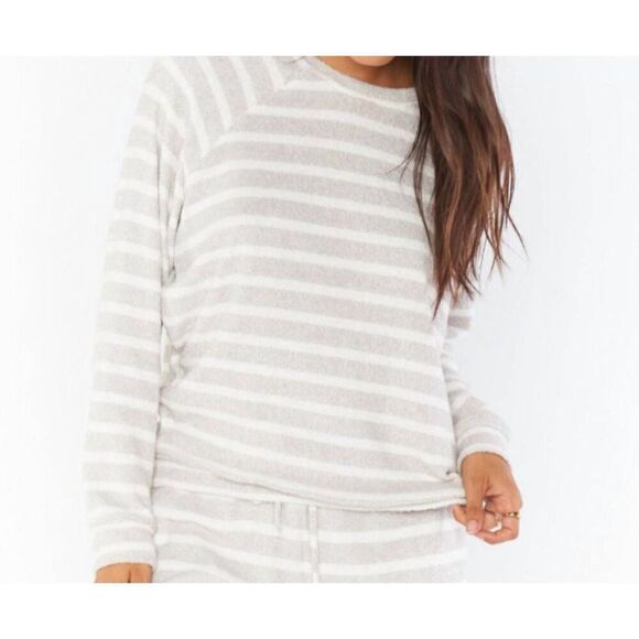 Show Me Your MuMu Sittin Around Snuggle Top Gray White Stripe Crewneck Size XXL - Picture 1 of 10